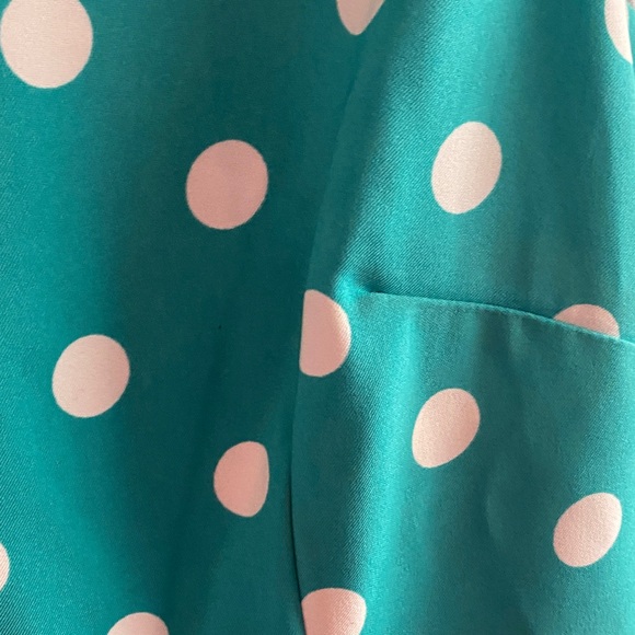 R&K Turquoise Polka Dot Midi Dress - Picture 6 of 7